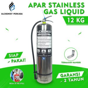 APAR Stainless 12 KG Isi Clean Agent Eco Liquid Gas - Full Set - Siap Pakai