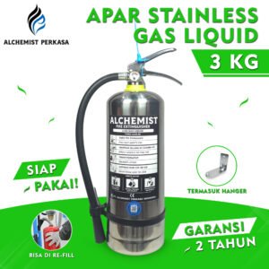 APAR Stainless 3 KG Isi Clean Agent Eco Liquid Gas - Full Set - Siap Pakai