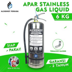 APAR Stainless 6 KG Isi Clean Agent Eco Liquid Gas - Full Set - Siap Pakai