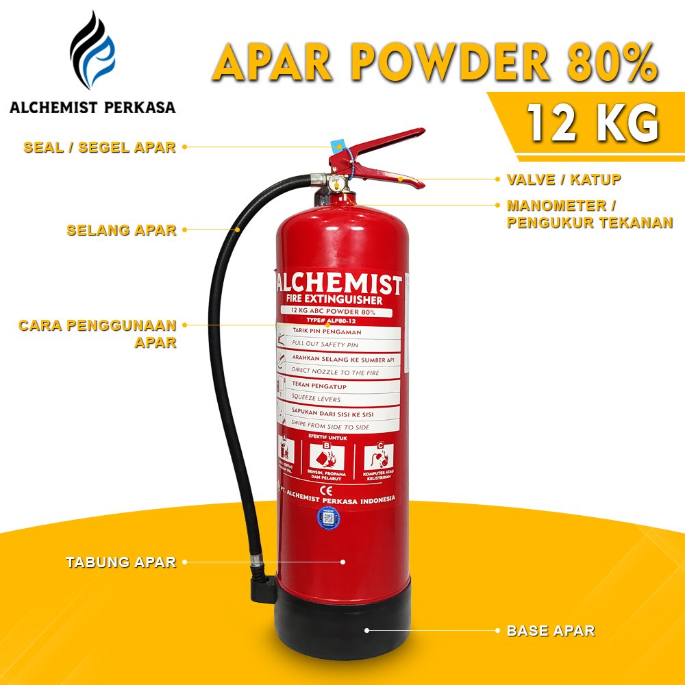 APAR 12 KG Isi ABC Powder 80% CE - Full Set - Siap Pakai - Gambar 4